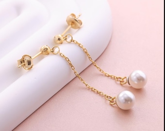 Sterling Silver Pearl Drop Earrings: 14K Gold Filled Bridal Jewelry