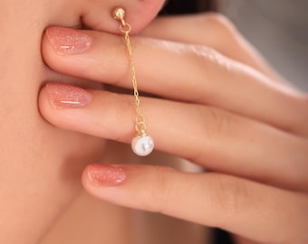 Sterling Silver Pearl Drop Earrings: 14K Gold Filled, Bridal Jewelry