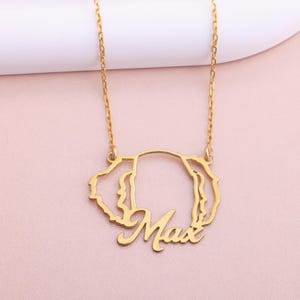 Dog Name Necklace, Personalized Dog Ears Necklace, Custom Pet Jewelry, Pet Name Necklace, Pet Memorial Gift, Christmas Gift, Gift For Her