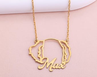 Collar personalizado con orejas de perro: joyería de plata de ley personalizada con nombre para tu mascota