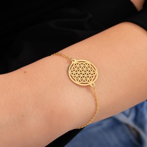 Zilveren levensbloem armband sierlijke yoga armband heilige geometrie armband goud spirituele geometrische sieraden mandala gepersonaliseerd cadeau