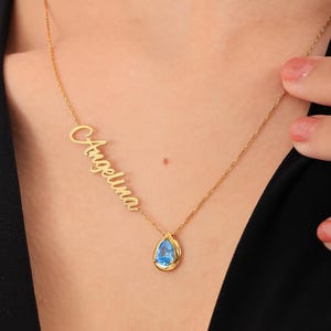 Collier prénom fait main en argent sterling alexandrite : pierre de naissance de juin