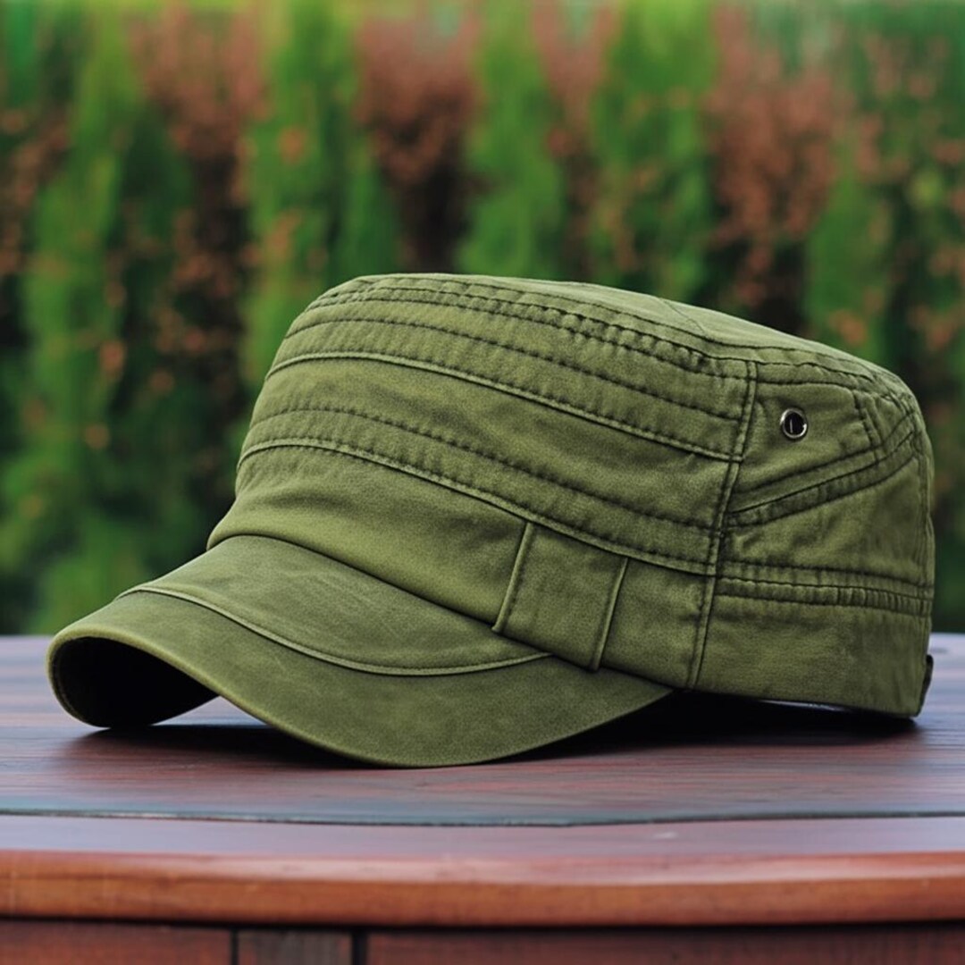 Olive Green & Black Women\'s Military Cadet Cap - Classic Casual Hat Olive Green Military Style Cadet Adjustable Womens Cap Hat  main image 3