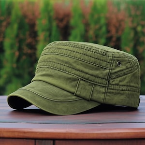 Summer Flat Washed Cotton Top Hat | Washed Adjustable Military Cadet Cap for Women | Casual Unisex Army Style Outdoor Sun Hat For Summer