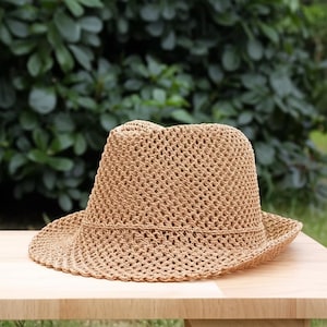 Cute Summer Straw Breathable Hat | Breathable Mesh Beach Hat | Lightweight Vacation Travel Sun Fedora Hat | Open Weave Beach Summer Hat image 3