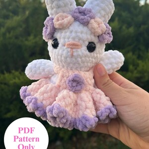 Crochet Flower Bunny Pattern – Intermediate Amigurumi PDF Plushie Tutorial – Spring Bunny Crochet Toy – Digital Download