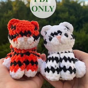 Tiger Crochet Pattern PDF – Intermediate Amigurumi Pattern – White & Orange Tiger Options – Jungle Animal Plush DIY