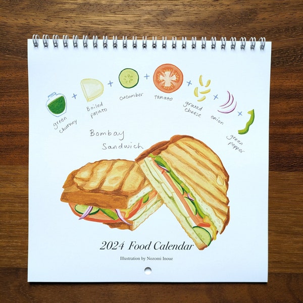 2024 Food Calendar -a collection of food from around the world, wall calendar