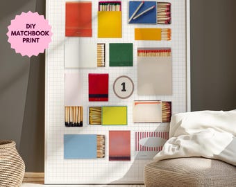 Matchbox Art Template Custom Matchbook Gift DIY Printable Design Personalized Wall Art Anniversary Gift Husband