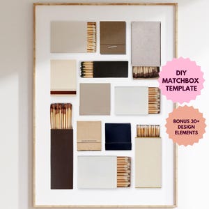 Matchbook Art Canva Template | Blank Matchbox | Digital Download | Custom Matches | Personalized Digital Matchbook Gift| Black White Neutral