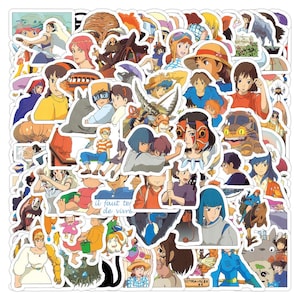 May include: A collection of colorful anime-style stickers featuring various characters and scenes. The stickers showcase a variety of designs, including people, creatures, and text, with a white border.