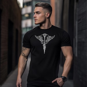 Hermes Caduceus Greek Mythology Tee – Symbol of Strategy, Speed & Persuasion