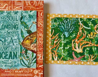 MEGA DIY Card Kit for 4, 6 or 8 Voyage Beneath the Sea with 3 Sizes Pattern Papers, a Sample, Journaling, Steampunk Elements