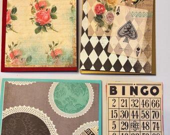 DIY Card Kit for 4 or 6 Yesterday by Carta Bella. Pattern Papers in 2 sizes. Element Stickers, Fibers, Journaling, Vintage, Bonus - Doillies