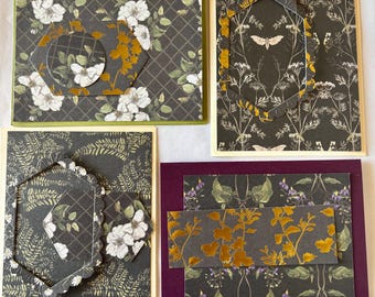 Floral Shimmer wth Gold Foil Card Making Kit, for 4. 6 or 8. Die Cuts, Pattern Papers. The Euporium by Hackney and Co.