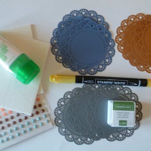 5 Must Have Crafting Essentials for 25. Tombo Glue, Dimensionals, Ink Spot, Doilies, Marker, and Bonus!