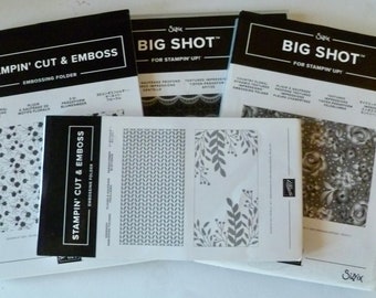 Stampin' Up! Embossing Folders. 3D, BN, Brand New, VGC. Very Good Condtion.Greenery, Country Floral, Ornate Floral, Lace Dynamic