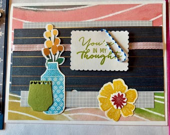 MEGA! Combo DIY Kit for 4 or 6, Rosy & Indigo. Sample. Asst. Sizes of Pattern Papers. Hand Stamped Die Cuts, Labels. Bonus: Washi Tape