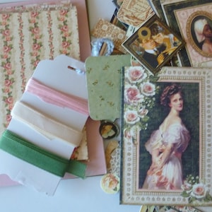 MEGA, Graphic 45, Portrait of a Lady. DIY Card Kit for 4, 6 or 8 w/Sample. Pattern Papers in 3 sizes. Floral, Vintage, Romance, Die Cuts