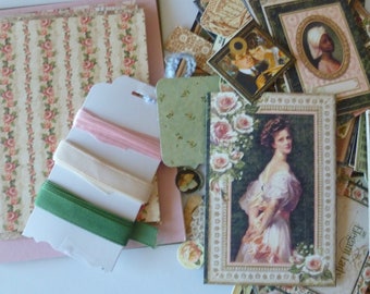 MEGA, Graphic 45, Portrait of a Lady. DIY Card Kit for 4, 6 or 8 w/Sample. Pattern Papers in 3 sizes. Floral, Vintage, Romance, Die Cuts