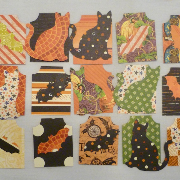 Assorted Halloween Die Cuts, DIY Tags. Pattern Papers, Cats, Tags, Bats, 1, 2 or 3 Dozen