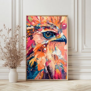 Colorful Wall Art Print Owl Digital Download, Vibrant Animal Art for Home Southwestern Aesthetic Wall Decor