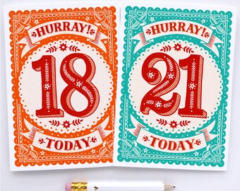 Cartes d'anniversaire pour les 18 et 21 ans