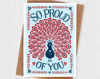 Proud Peacock Congratulations and Graduation Card