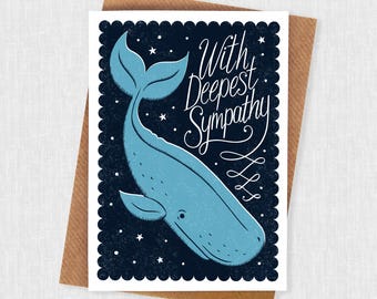 Blue Whale Sympathy Card