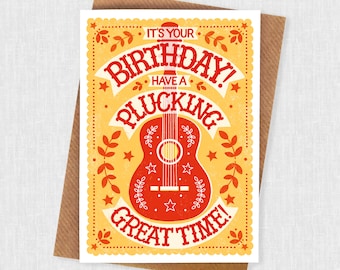 Guitar and Ukulele Player Birthday Card