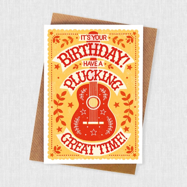 Guitar and Ukulele Player Birthday Card