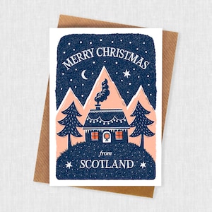 Scotland Bothy and Mountains Christmas Card