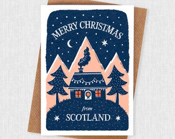 Scotland Bothy and Mountains Christmas Card