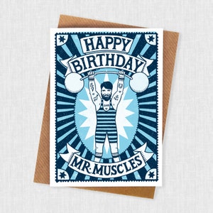 Carte d'anniversaire homme musclé