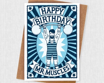 Muscle Man Birthday Card