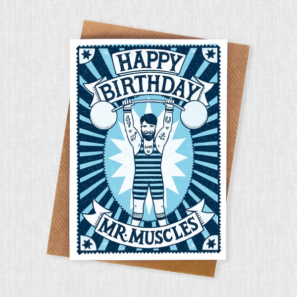 Muscle Man Birthday Card