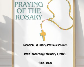 Catholic Rosary Event Flyer, Editable Canva Template (Digital Download)