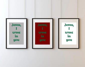 Christmas Catholic Wall Art Bundle, Jesus I Trust In You (Digital Print)