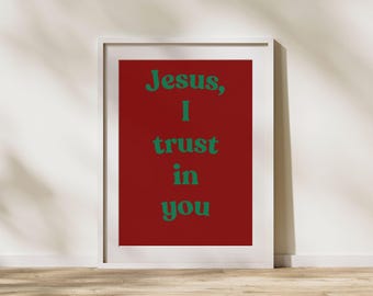 Jesus I Trust In You, Catholic Wall Art, Red Print (Digital Download)