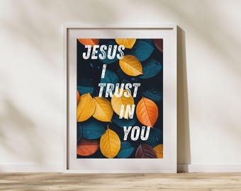 Catholic fall wall art, Catholic fall printable, Catholic Fall print, Jesus I trust in you printable