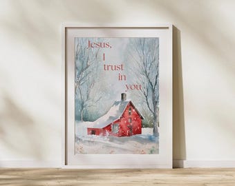 Vintage winter wall art, Vintage farmhouse wall art, Farmhouse wall art, Farmhouse digital print, Catholic winter wall art