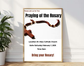 Rosary event flyer, Canva editable template