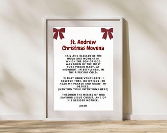 St Andrew Christmas Novena Prayer, Catholic Advent Print (Digital Download)
