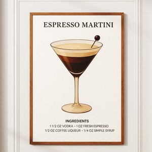 Espresso Martini Art Poster, Bar Cart Decor Cocktail Poster, Party Signature Drink Sign, Trendy Wall, Minimalist Elegant Sophisticated, gift