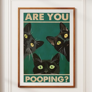 Are You Pooping Cat Print, Cat Printable Bathroom Decor, Funny Bathroom Poster, Bathroom Decor Wall Art, Funny Cat Are You Pooping Poster