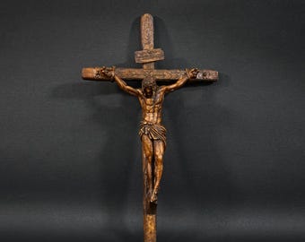 Wood painting jesus crucified. realistic blood art, jesus home decor, jesus statue figurine