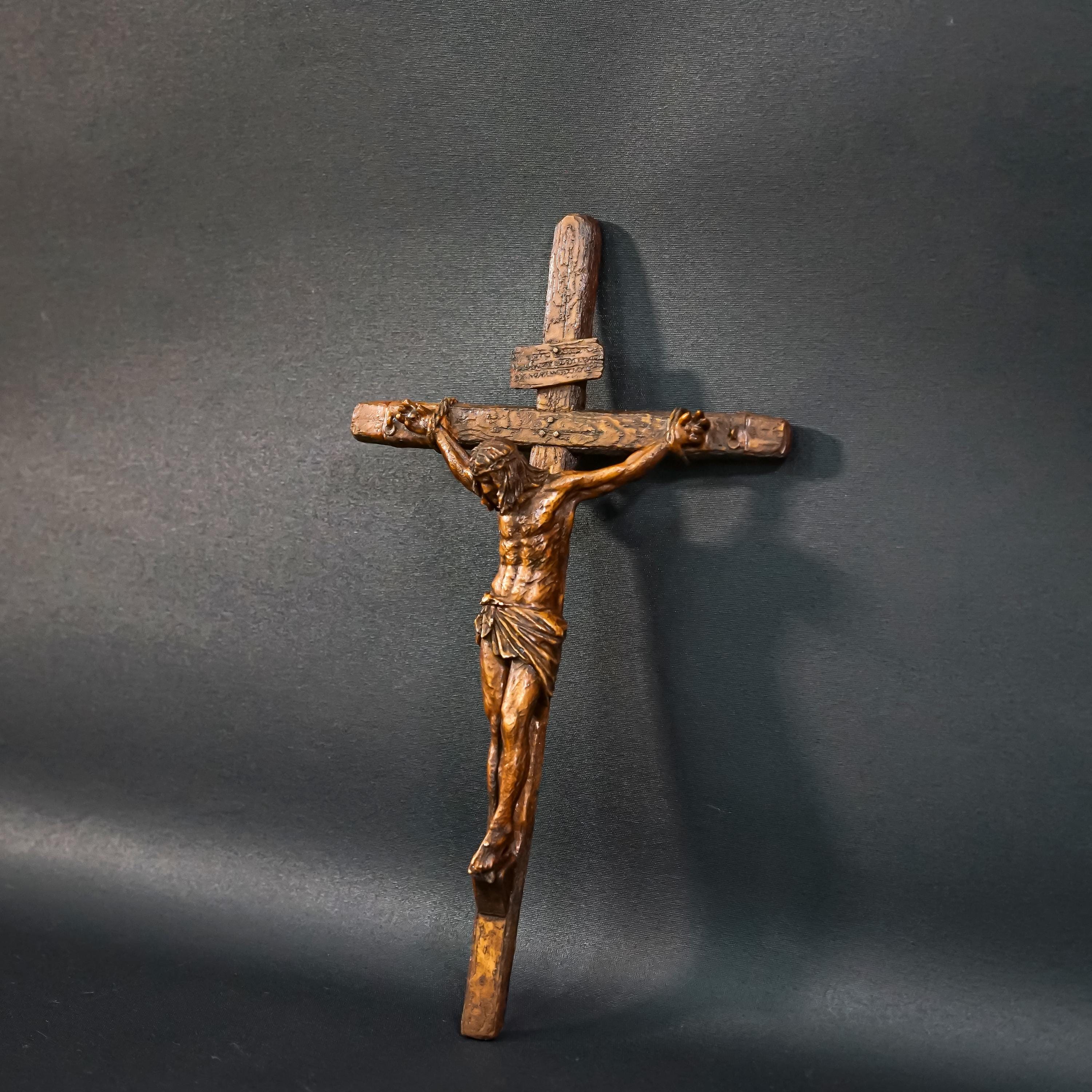 Kirchen Dekoration Vintage Holzkreuz Jesus Wanddeko – Rustikales