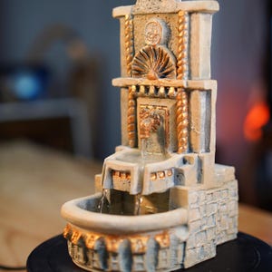 Water fountain figurine, fountain home decor, electric water fountain sculpture, office decor fountain figurine, natural bath for your birds