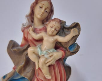 聖母マリアの恵みの木像、手彫りのメープル材、カトリックの贈り物