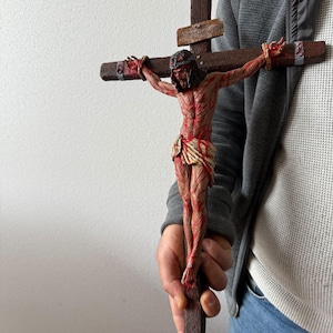 Crucifix Jesus Christ Statue in contemplation Statue Holy Figurine Religious Catholic Statue Jesus  Carvings Religious Gifts
